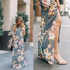 REVOLVE Privacy Please Beldon Maxi Dress in Floral Asphalt Gray Size Small